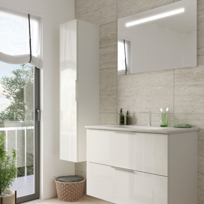 Colonne de salle de bain BURGBAD Olena 1 porte  blanc brillant