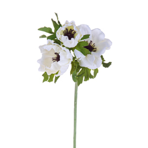 Fiore Di Anemone Composta Da 3 Fiori. Altezza 46 Cm - Pezzi 6 - 18X46X8cm - Colore: Bianco - Bianchi Dino - Fiori Artificiali