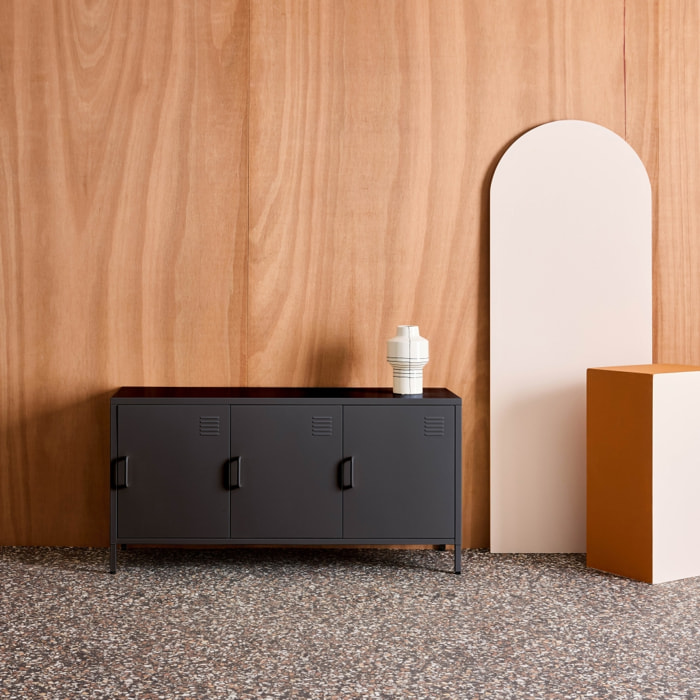 Meuble TV industriel métal 3 portes 120cm ALABAMA