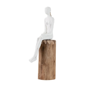 Figura Señora Sentada Poliresina Madera 9x16x39 Cm