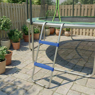 Échelle de trampoline 2 marches larges 150 Kg max. acier PP gris bleu