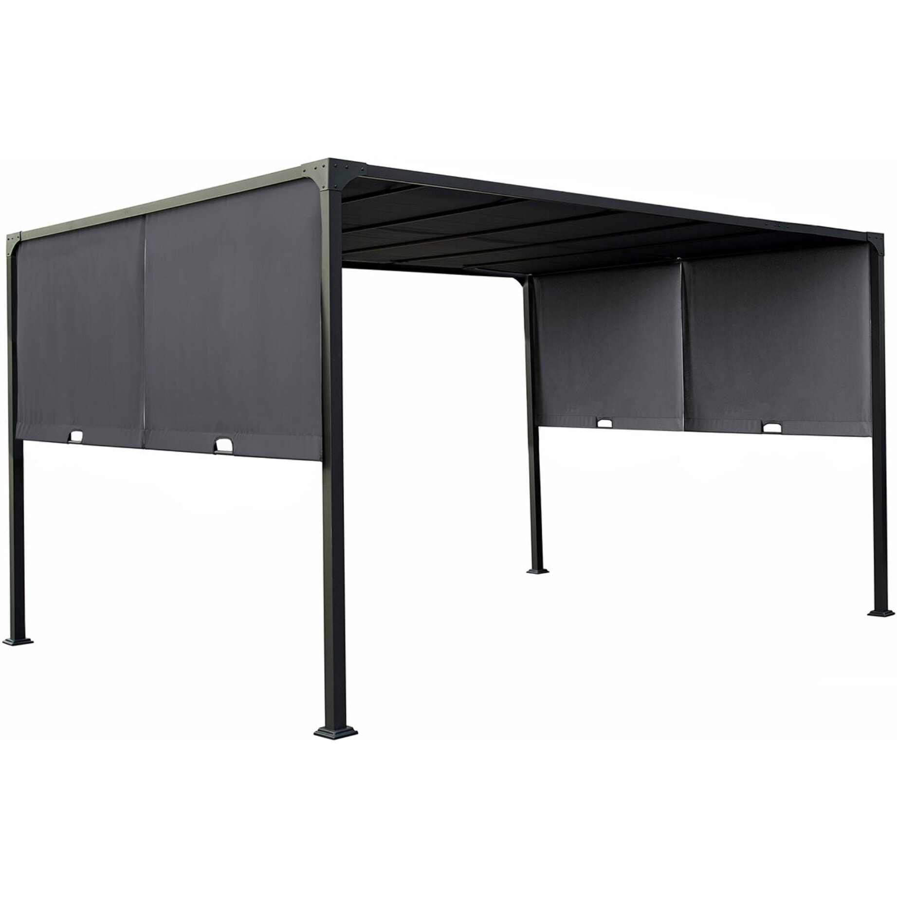 Pergola avec toit rétractable en métal "Courtenay" - 3 x 4 m - Gris