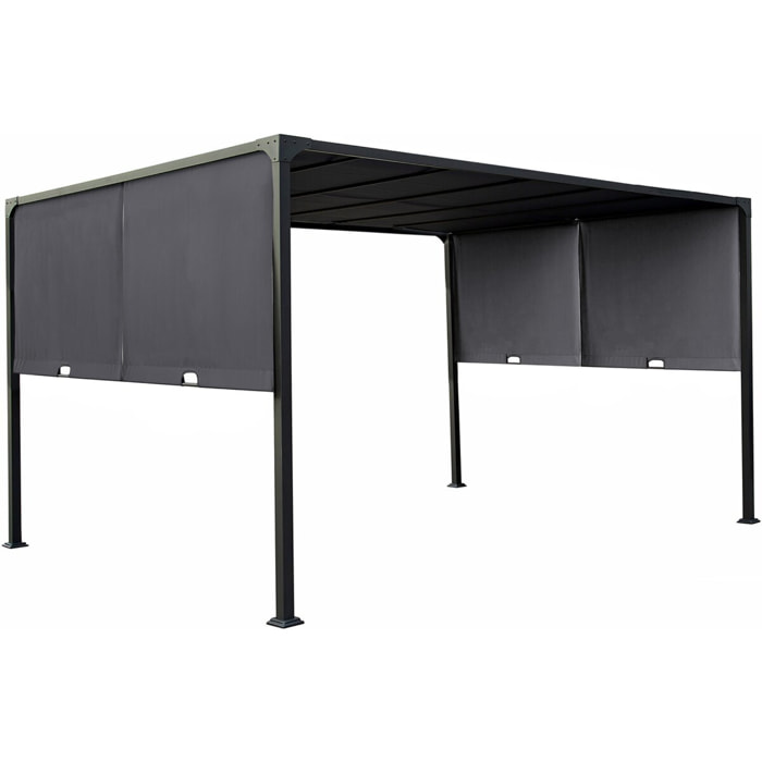 Pergola avec toit rétractable en métal "Courtenay" - 3 x 4 m - Gris