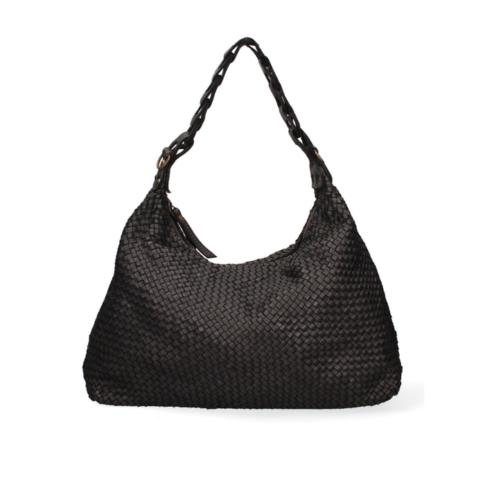 Borsa a spalla da donna In Vera pelle Made in Italy 46x33x15 cm