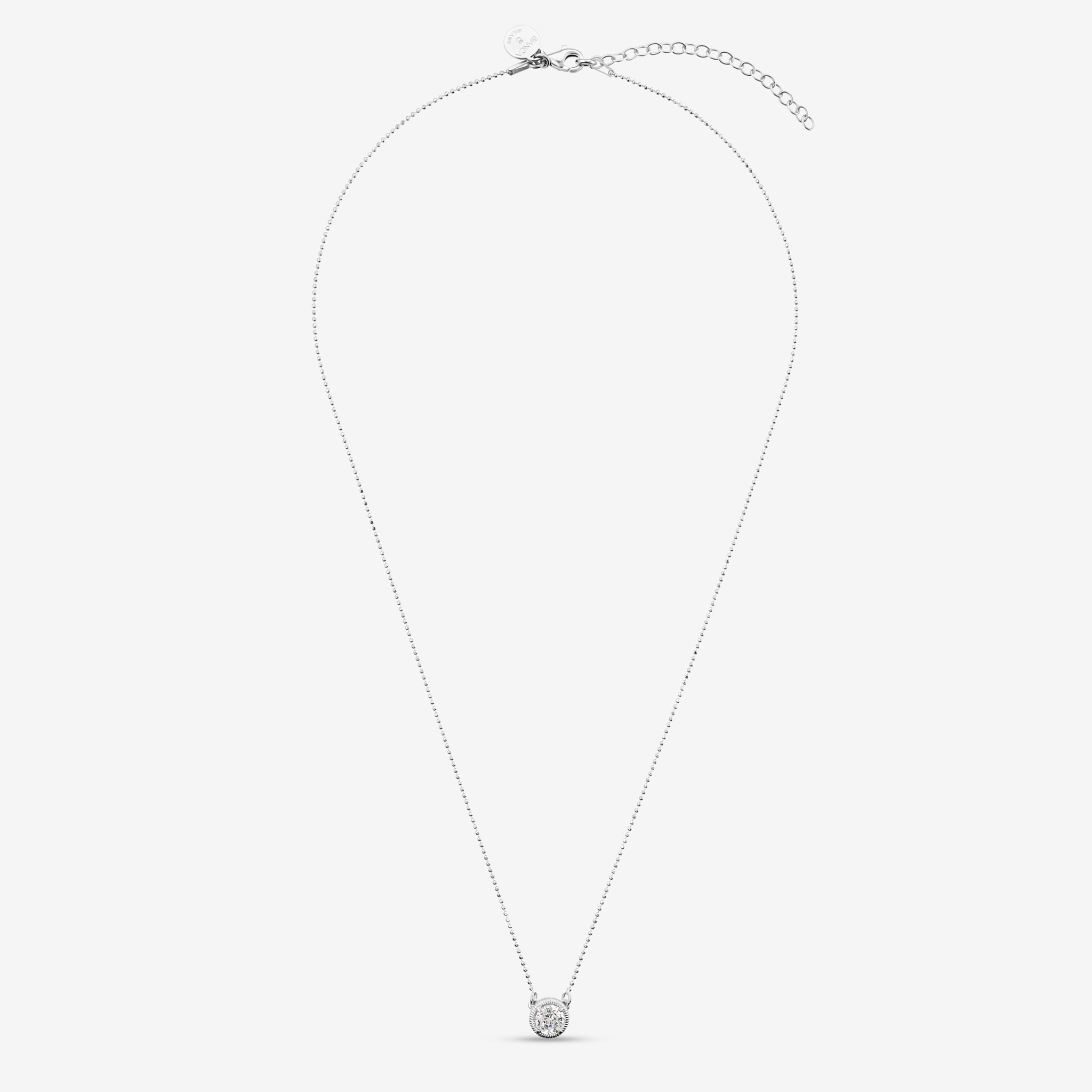 Collana in Argento 925 con Pendente Tondo in Cubic Zirconia