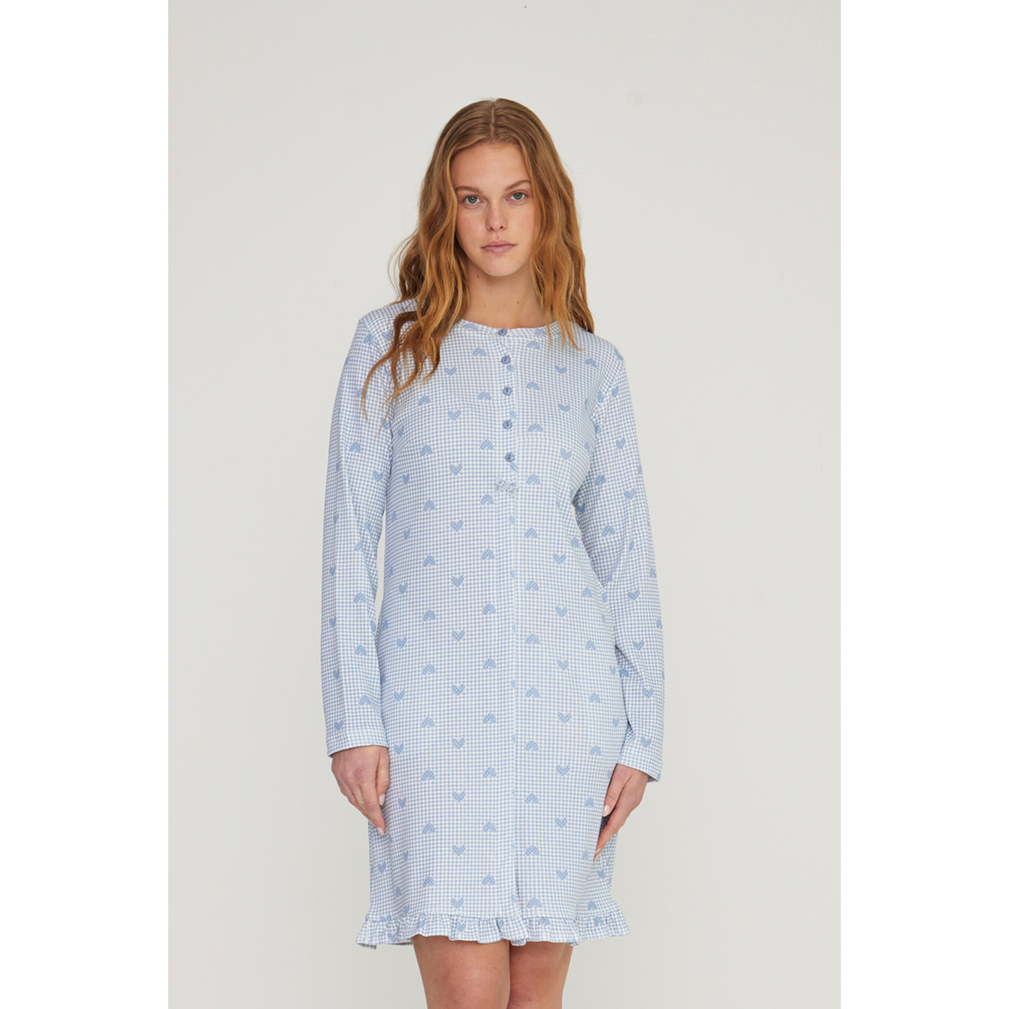 Camicia da notte donna heart in caldo cotone aperta davanti Noidinotte