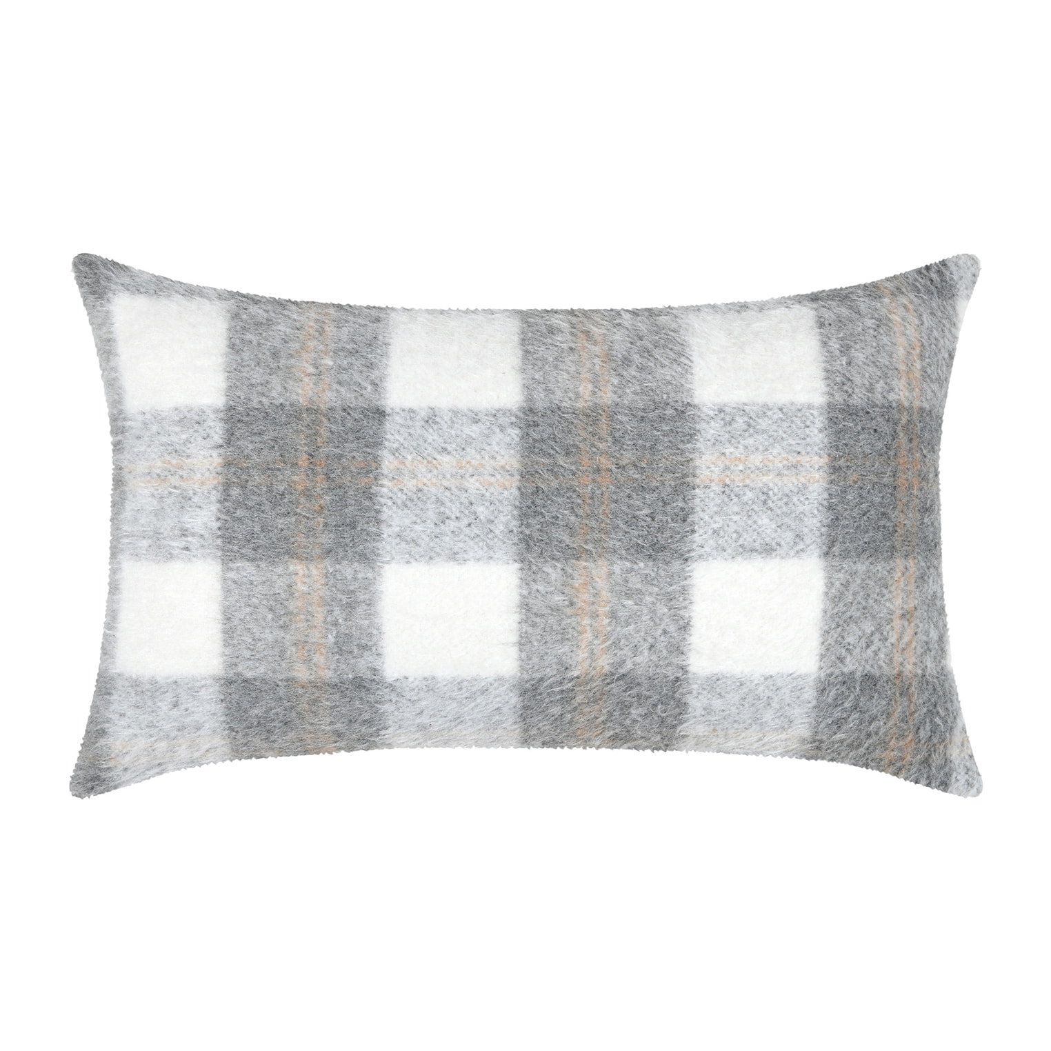 Coussin rectangulaire à carreaux  - Effet laine - Gris