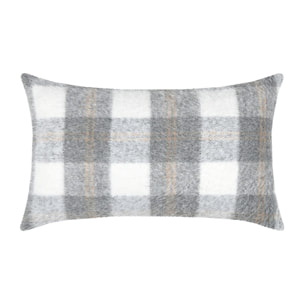 Coussin rectangulaire à carreaux  - Effet laine - Gris