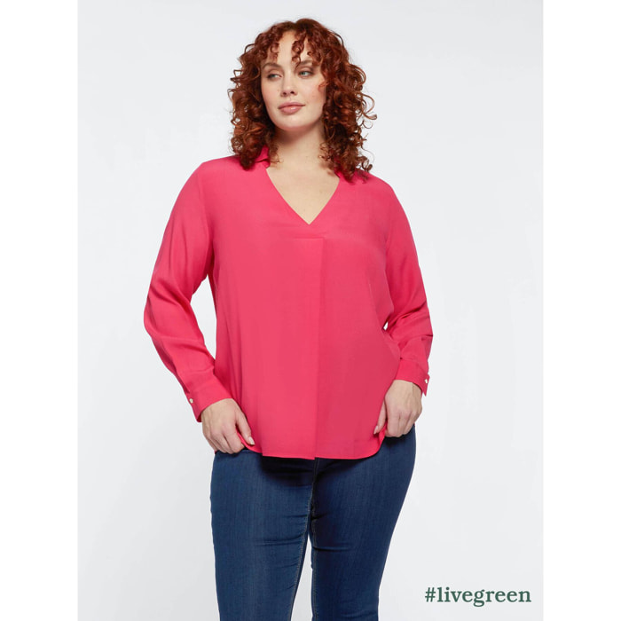 Fiorella Rubino - Blusa con pliegue en crepé - Fuchsia