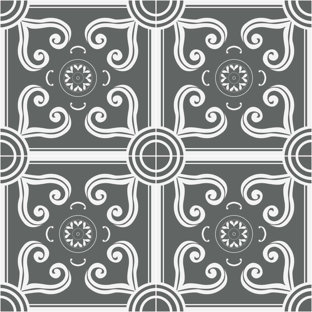 Sticker Sol Carreaux de Ciment azulejos avec laminat de Protection en Plastique Anti-dérapant | Stickers Sol - 4 STICKERS SOL CARRELAGES RUBÉN ANTI-DÉRAPANT