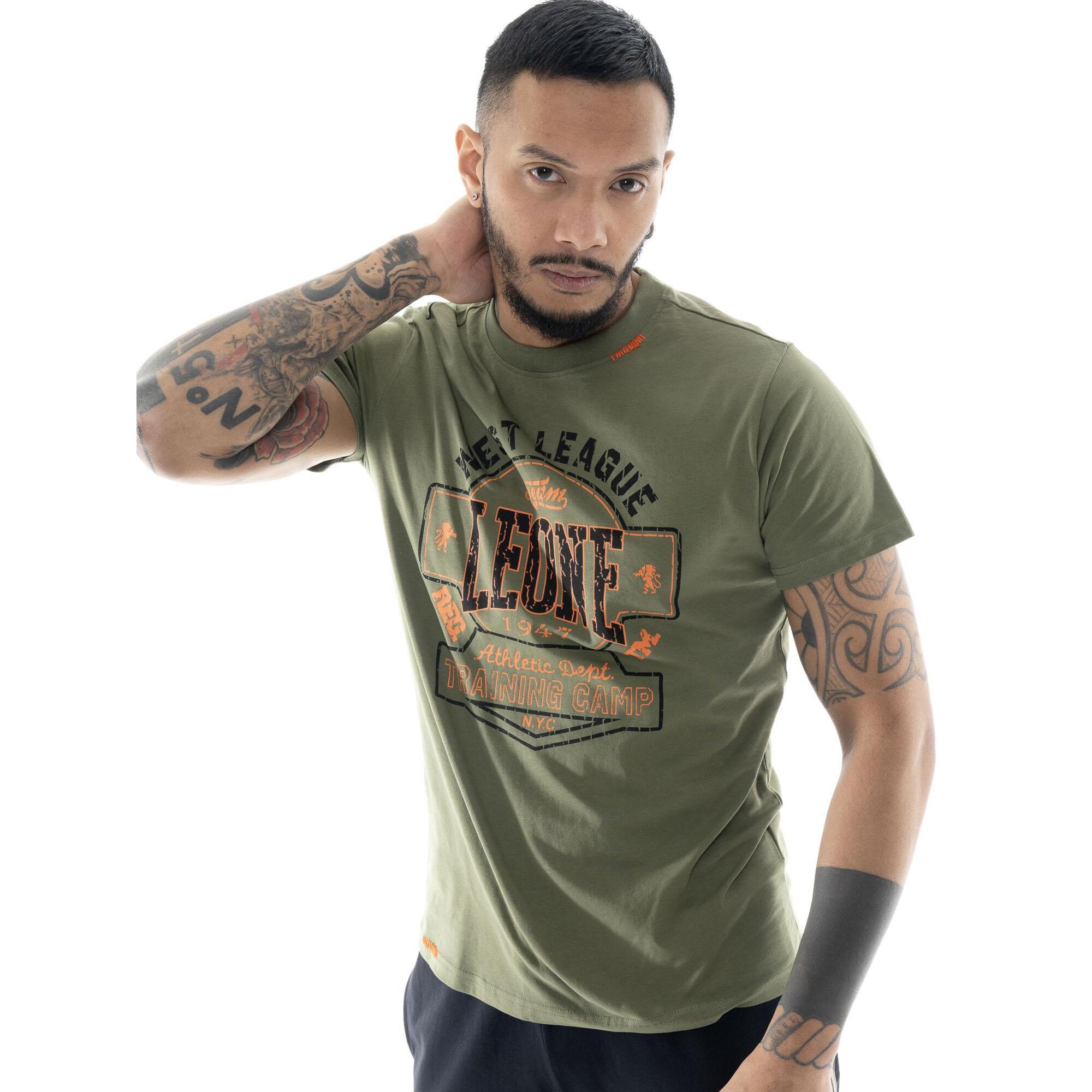 T-shirt da uomo a manica corta in cotone Leone Military 1947