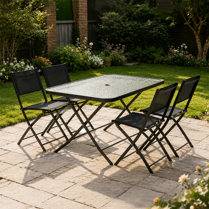 Ensemble table de jardin 130 cm et 4 chaises pliantes JUNON