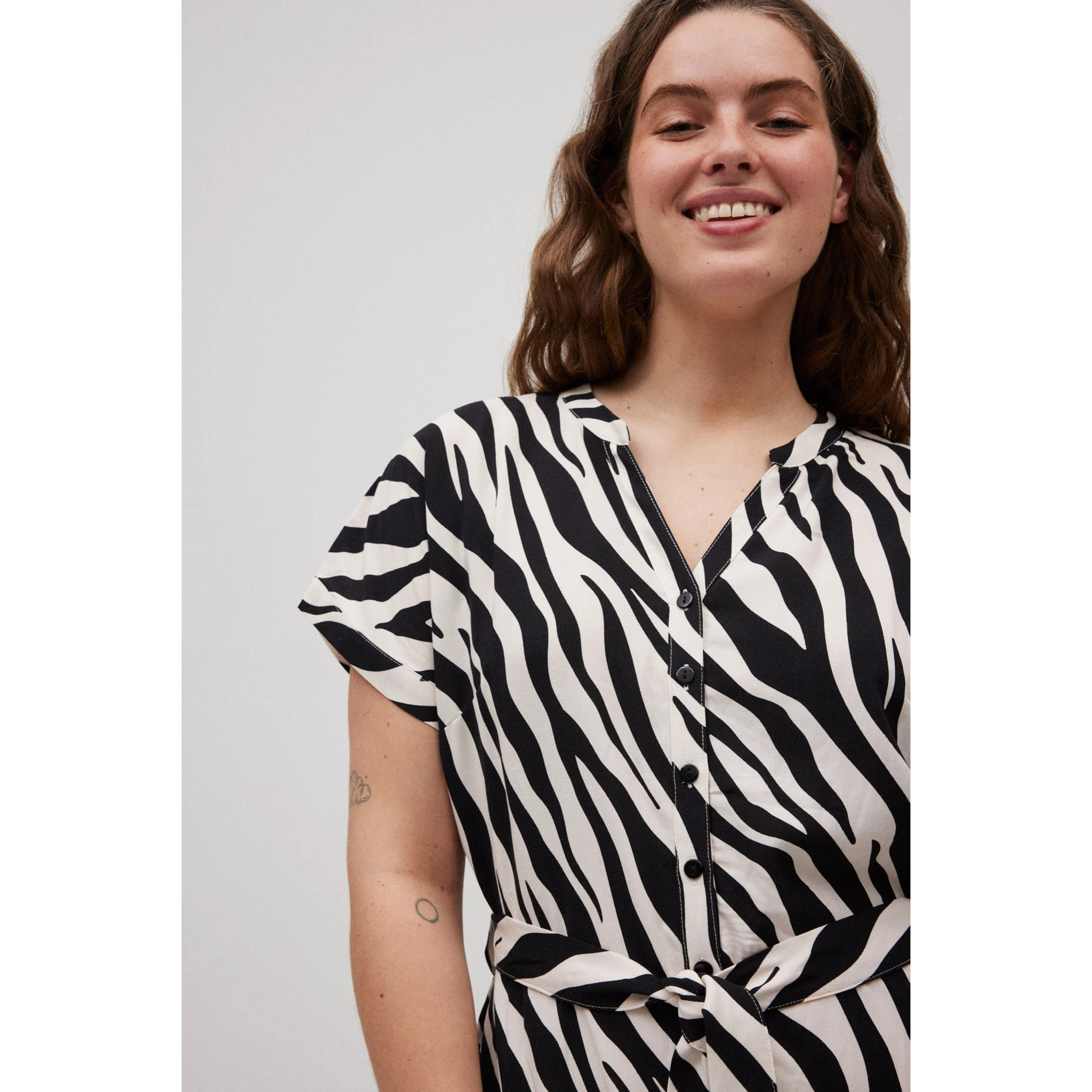 Abito chemisier midi con stampa animalier