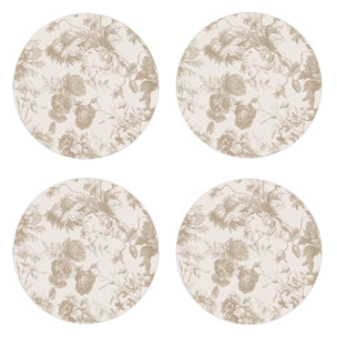 Set de 4 individuales de vinilo CERAMIKO, Esencia Floral Sepia 4u-[Diam] 40 cm