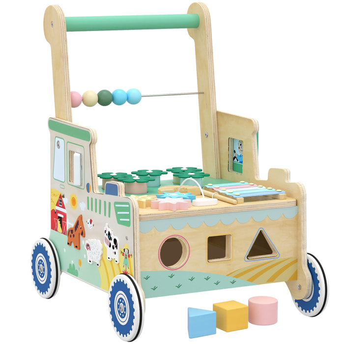 Chariot de marche en bois trotteur bébé multi-activités