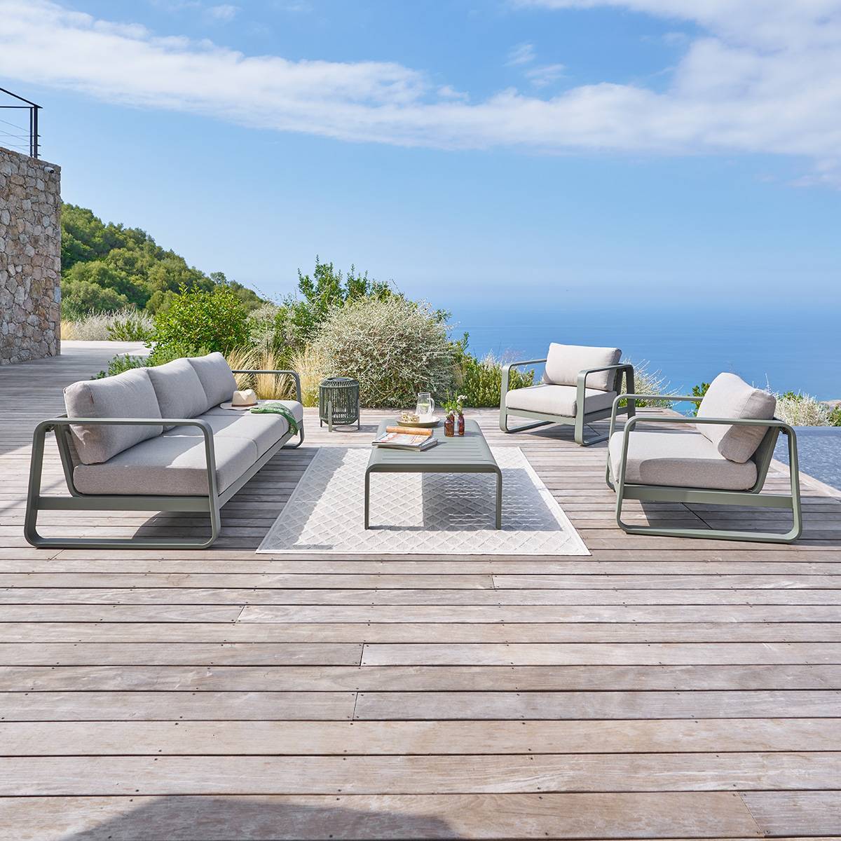 Salon de jardin Domilly 5 places vert laurier