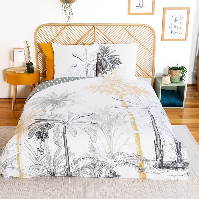Parure housse de couette 3pcs en coton adouci 57 fils mig - soli