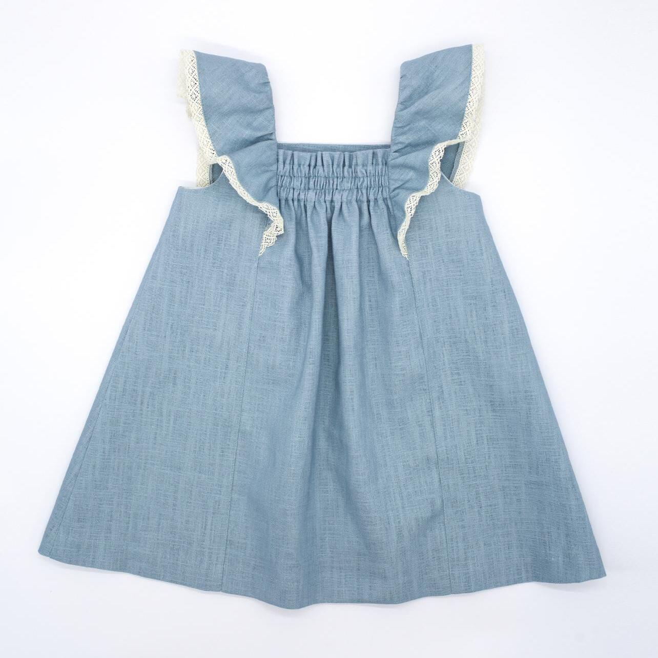 Vestido volantes lino verde