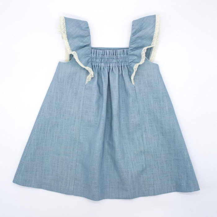 Vestido volantes lino verde