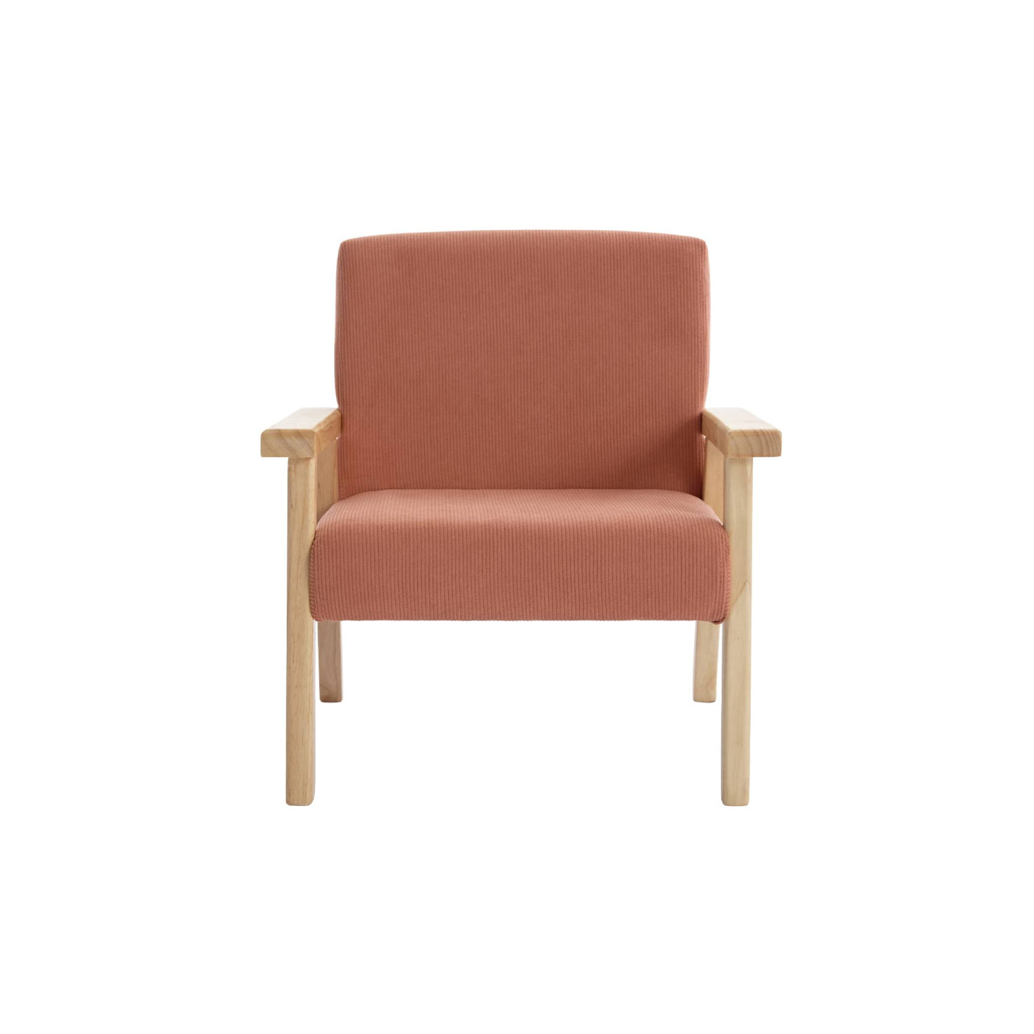 Fauteuil enfant en bois et velours côtelé terracotta. ISAK L 47 x P 43.5 x H 50cm