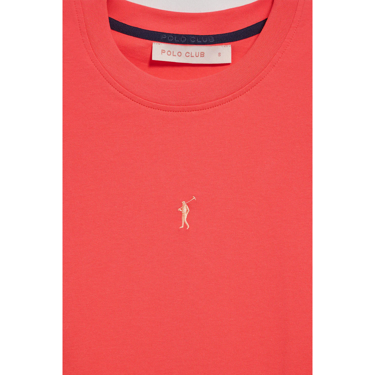 Maglietta basic corallo smanicata a girocollo con logo Rigby Go ricamato