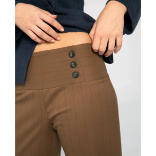 Pantalón largo de mujer recto de rayas