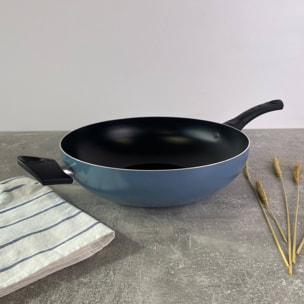 Juego de 2 Cacerolas de Ø20Ø24cm con tapa + Wok de Ø30cm en Aluminio prensado color Azul NOIA San Ignacio