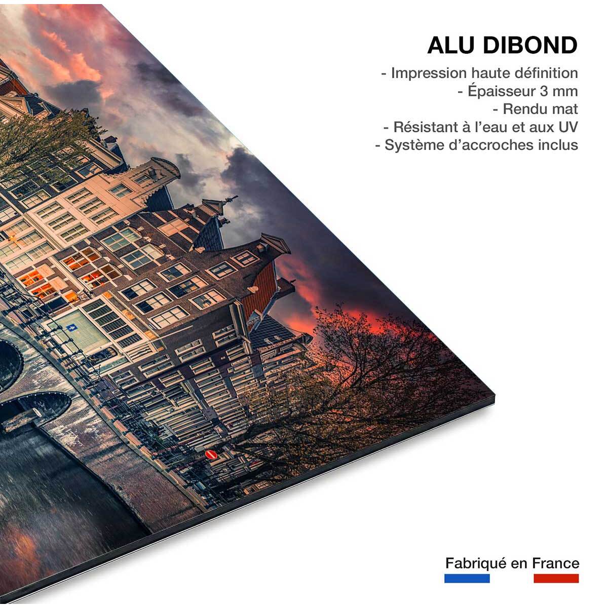 Tableau deco Amsterdam Canaux et ponts Tableau alu Dibond