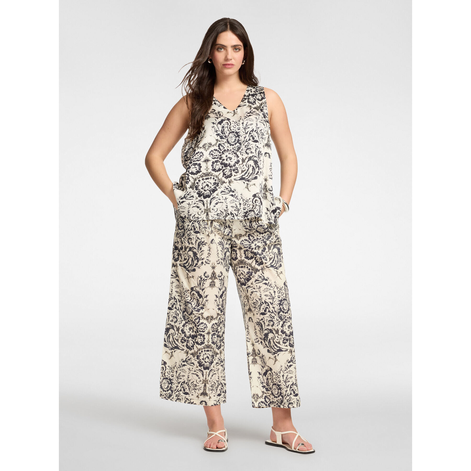 Elena Mirò - Top estampado en raso de viscosa - Negro