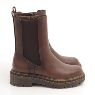 STIVALETTO ELASTICO E ZIP MARRONE