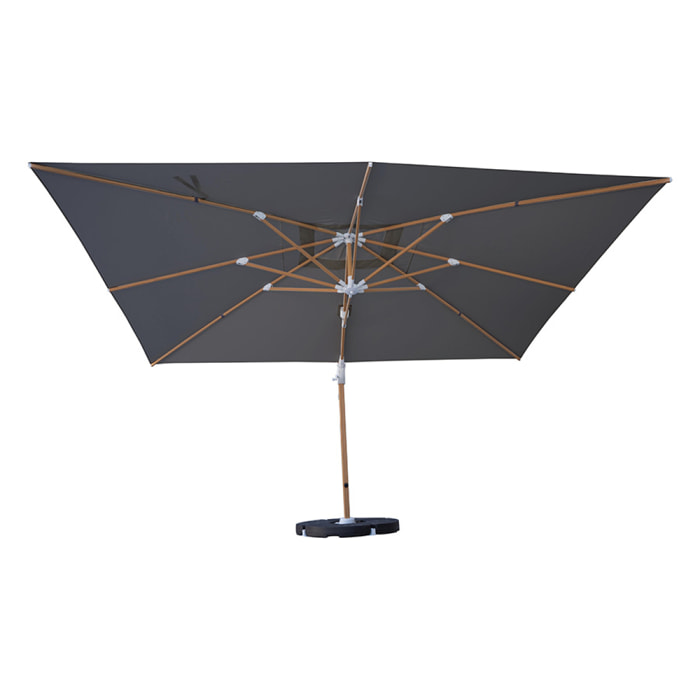 Ombrellone da giardino 3x4 con braccio laterale Roma Wood nero