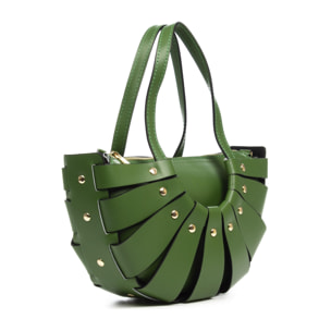 FIRENZE ARTEGIANI Aquara bolso de hombro mujer. Piel auténtica acabado Ruga. Fabricado en Italia 29x9x18 Cm. Color: Verde