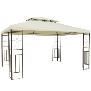 Gazebo Cenador Para Terraza Jardín Patio 3x4x2.65m Crema