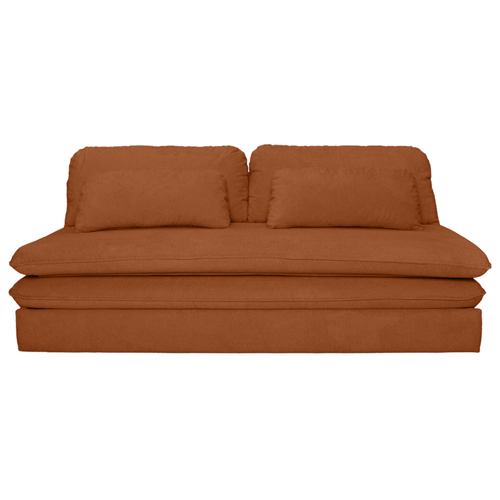 Ysal - canapé 3 places convertible déplimousse en velours texturé - Terracotta