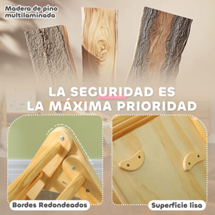 3 en 1 Triángulo de Escalada Montessori, Escalada para Niños de Madera Plegable, para18-48 Meses, con Rampa, para Deslizarse o Escalar, 147x64,5 cm, Natural