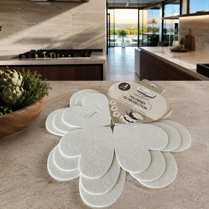 Lot de 3 intercalaires cuisson 24/28/32cm en feutrine crème