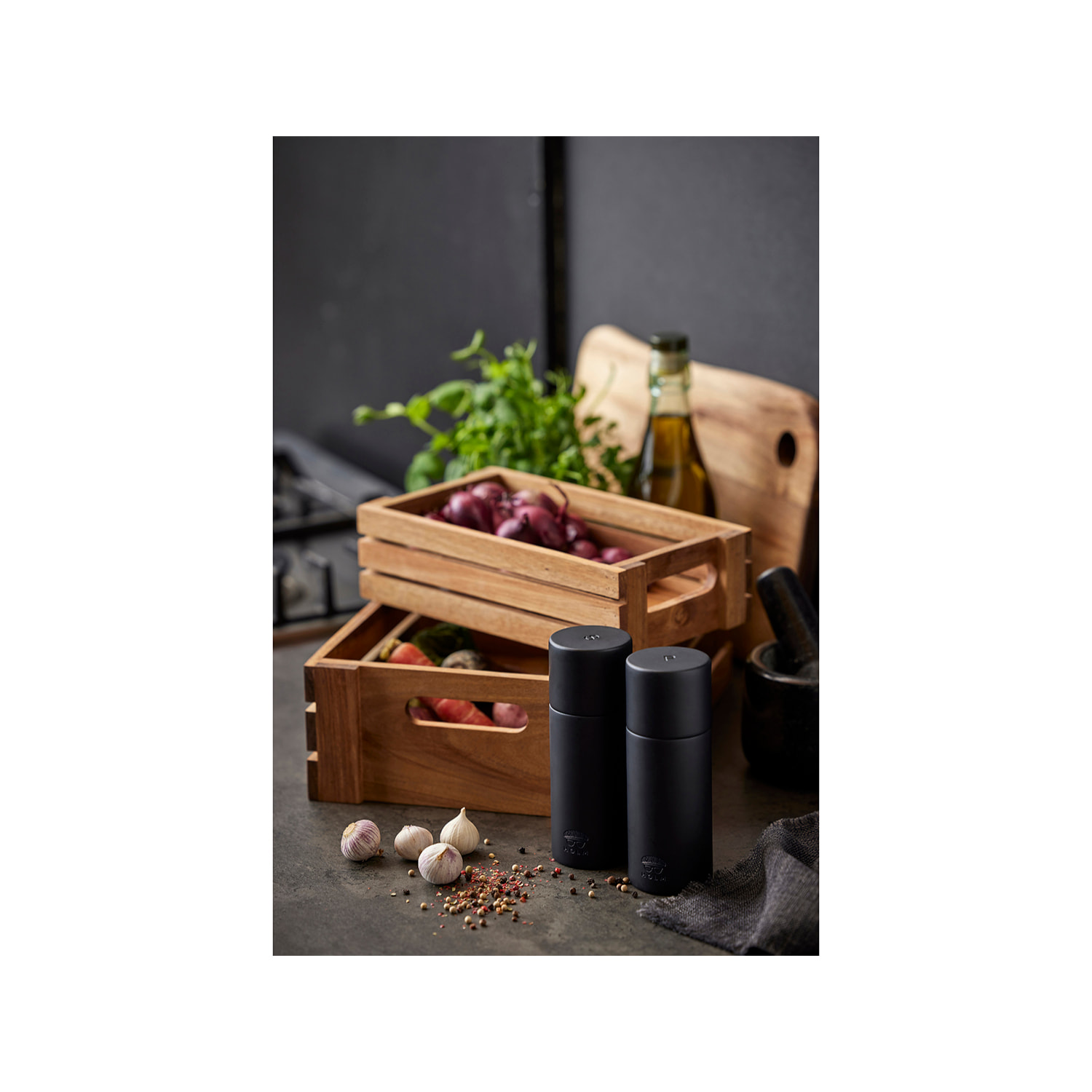 Ensemble de moulins à sel et à poivre en acacia