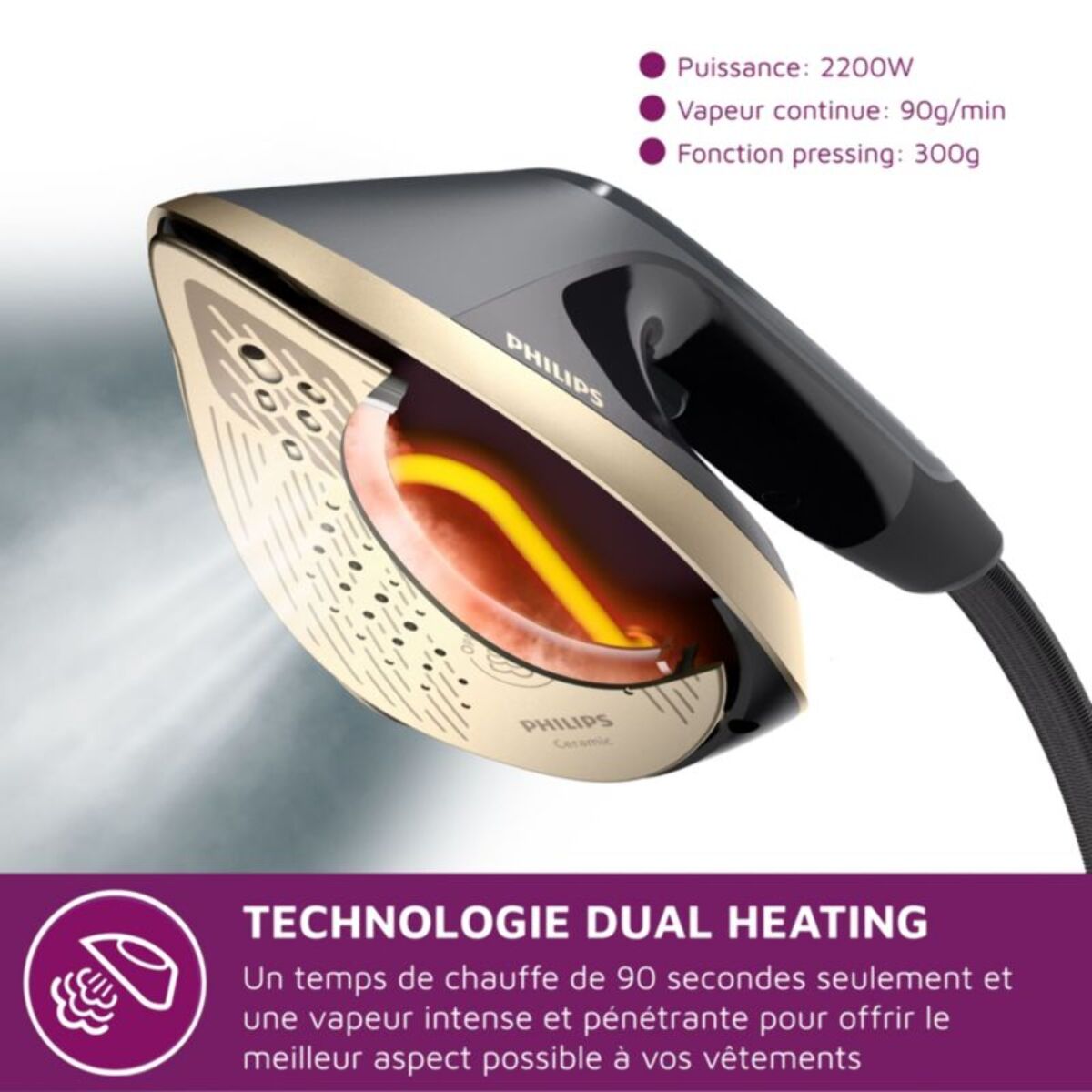 Défroisseur vapeur PHILIPS AIS8540/80 solution de repassage All-in-One Gris, 6 bars, 1.2L amovible