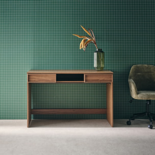 Bureau effet bois noyer 2 tiroirs 1 niche 120cm - L 120 x P 55 x H 77cm - Kuba