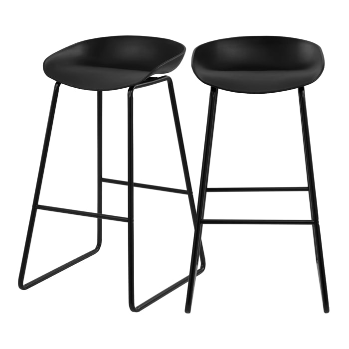 Lot de 2 chaises de bar noire H76cm - Yoshi