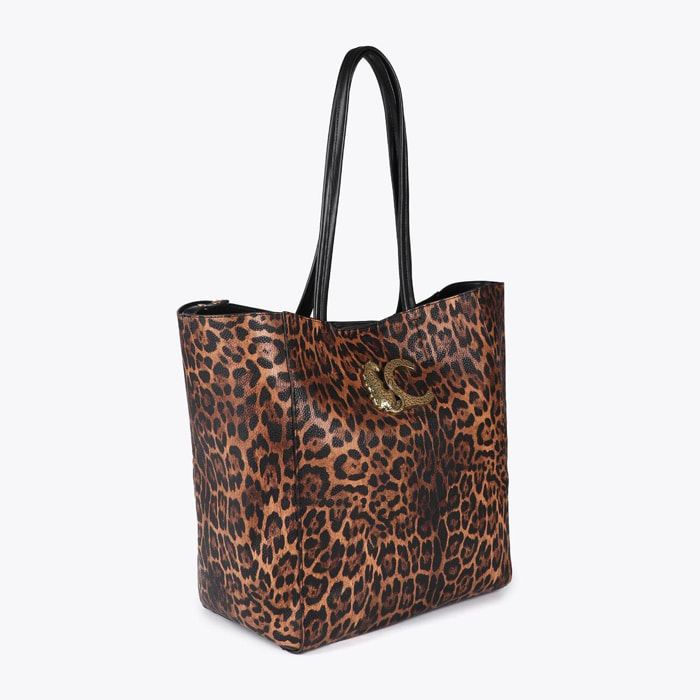 Borsa shopper stampa leopardo con logo LC