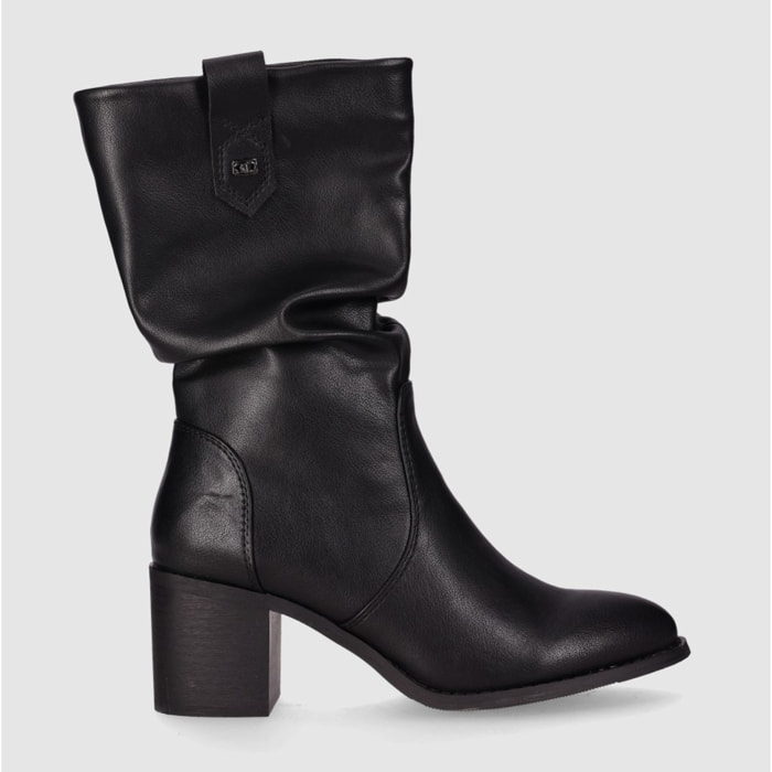 Botines de Piel Sintética - Negro - Tacón: 5 cm