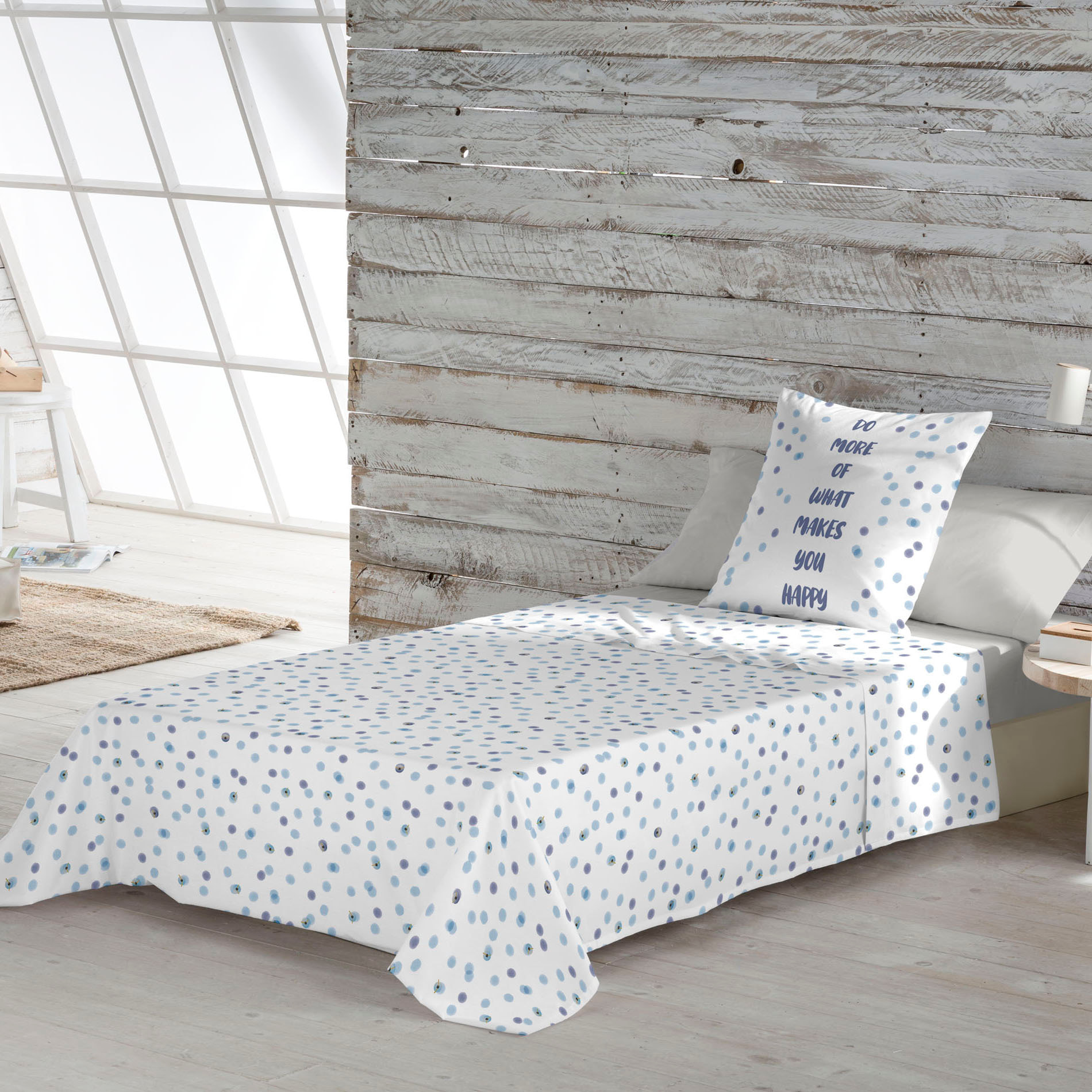 Juego de Sábanas Estampadas - Incluye 1 o 2 Fundas de Almohada - 100% Algodón - Isis Azul