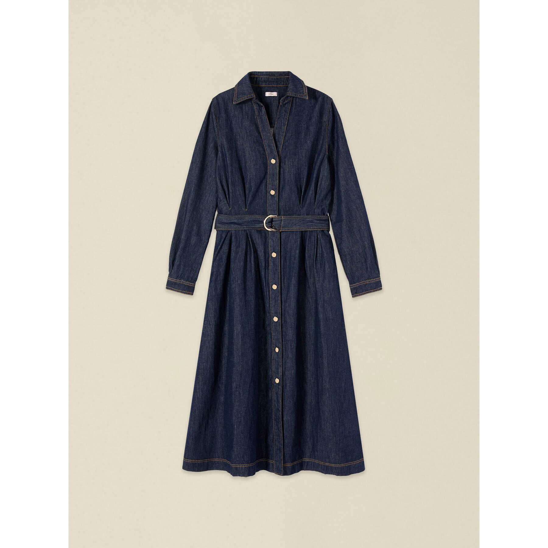 Oltre - Vestito chemisier in denim con cintura - Blu