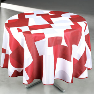 Nappe anti-tâche ronde design géométrique - Rouge