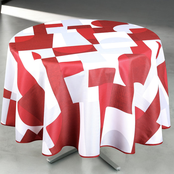 Nappe anti-tâche ronde design géométrique - Rouge