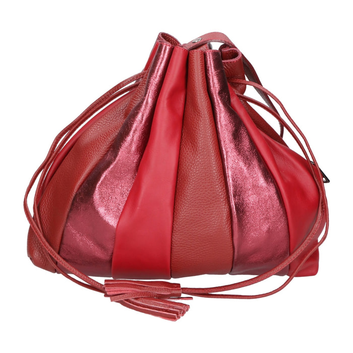 Borsa a spalla da donna - Modello Nunzia - Vera pelle - 30.0 x 33.0 x 7.0 cm