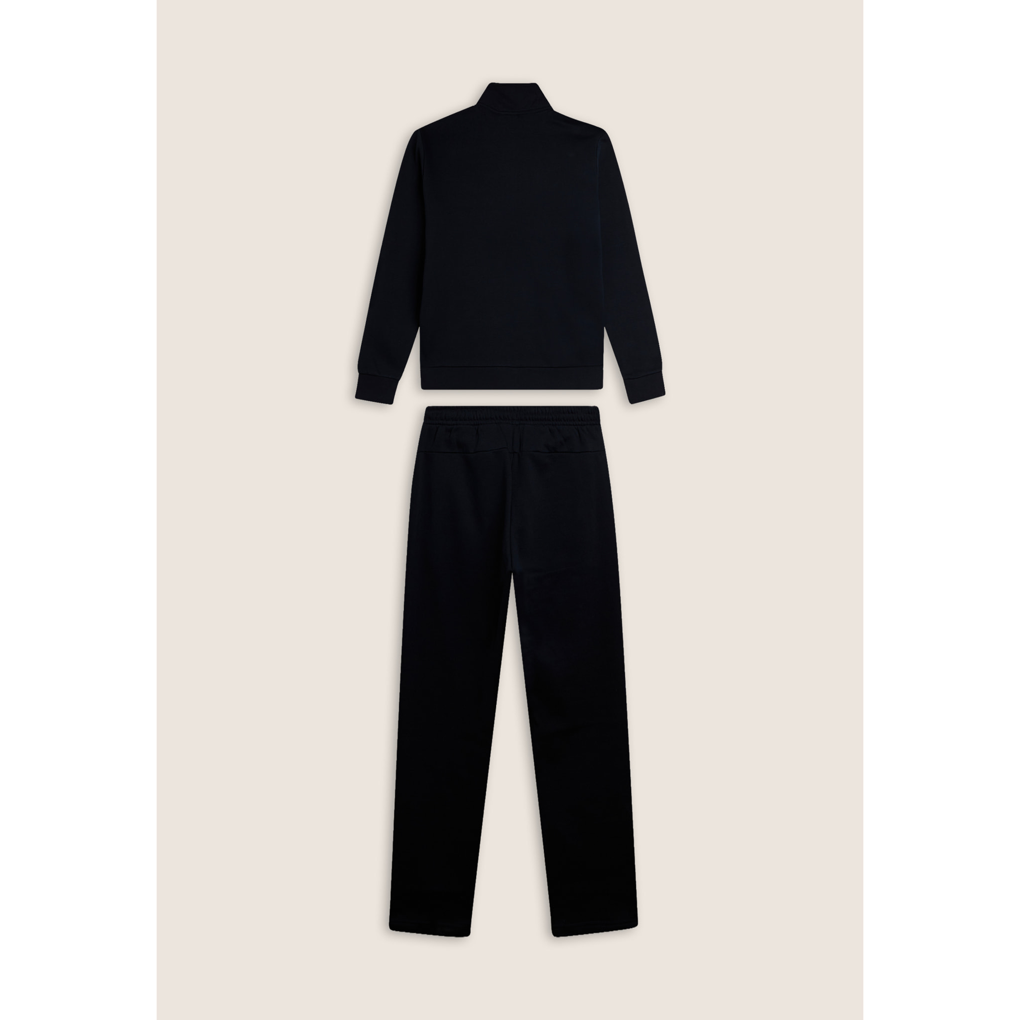 Tuta full zip in felpa garzata con collo alto e gamba dritta