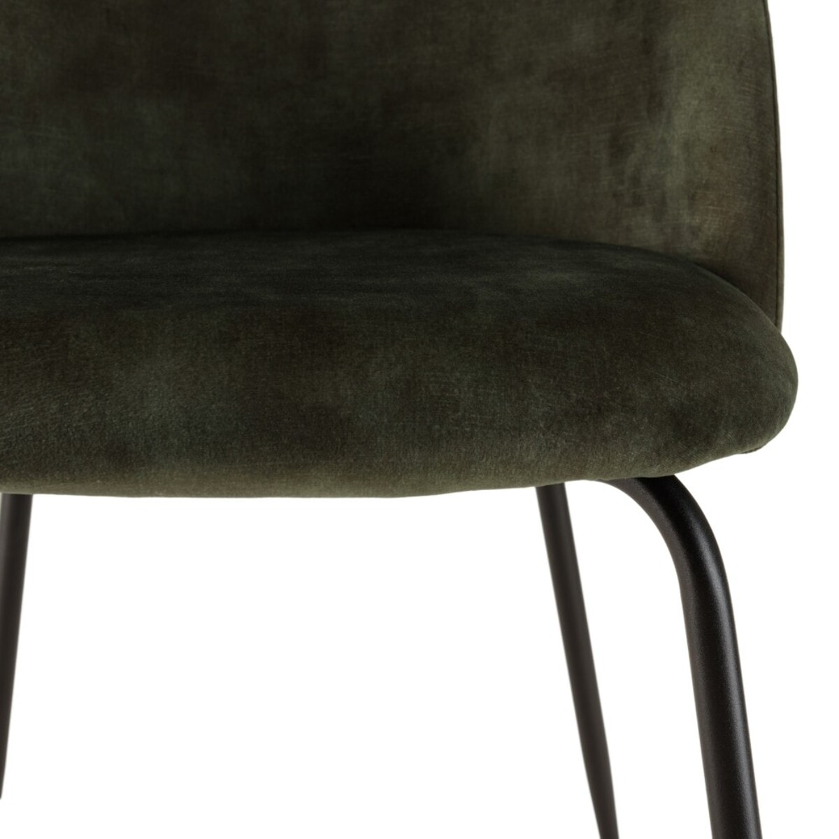 TOM - Lot de 2 chaises velours vert sapin dossier arrondi pieds acier