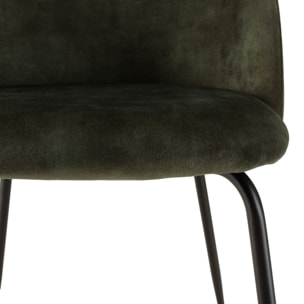 TOM - Lot de 2 chaises velours vert sapin dossier arrondi pieds acier